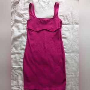 Pink Sleeveless Ribbed Dress